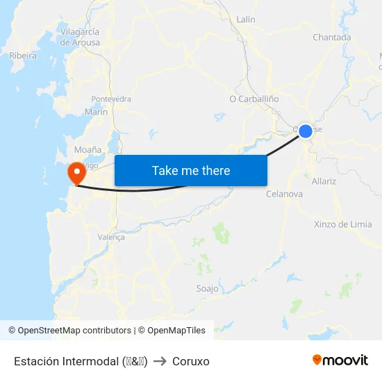 Estación Intermodal (🚌&🚆) to Coruxo map