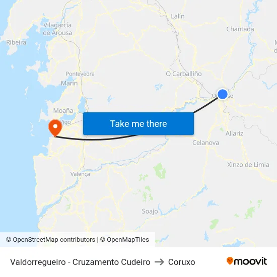 Valdorregueiro - Cruzamento Cudeiro to Coruxo map