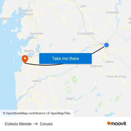 Colexio Mende to Coruxo map