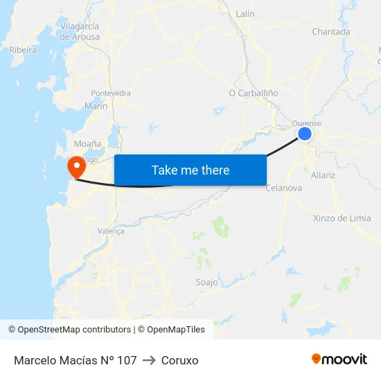 Marcelo Macías Nº 107 to Coruxo map