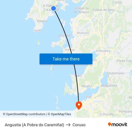 Angustia (A Pobra do Caramiñal) to Coruxo map