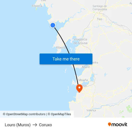 Louro (Muros) to Coruxo map