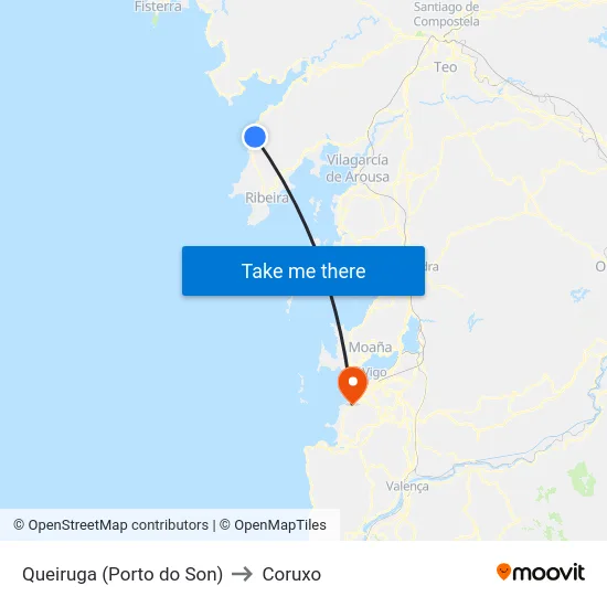 Queiruga (Porto do Son) to Coruxo map