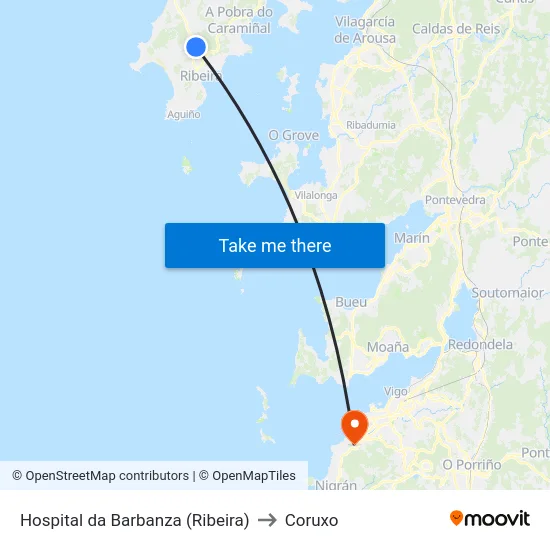 Hospital da Barbanza (Ribeira) to Coruxo map