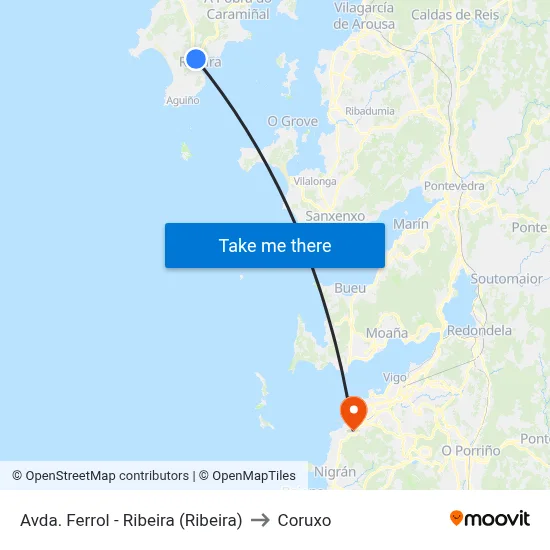 Avda. Ferrol - Ribeira (Ribeira) to Coruxo map
