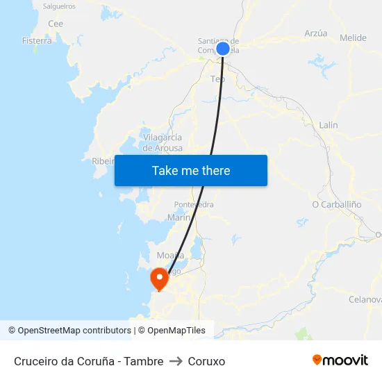 O Cruceiro da Coruña - Tambre to Coruxo map