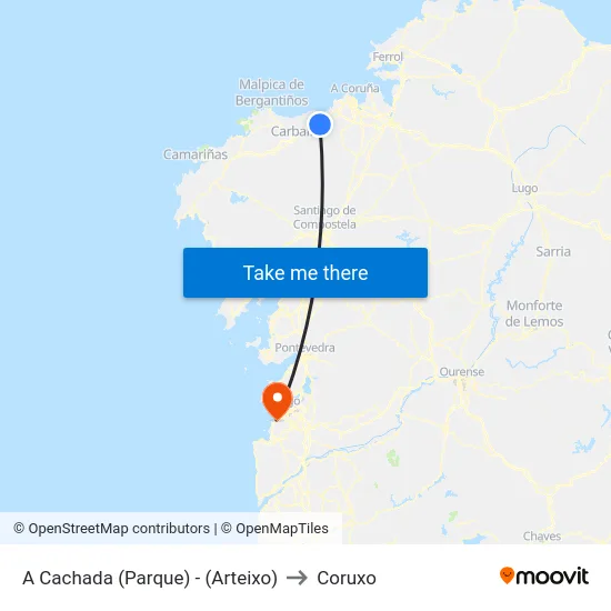 A Cachada (Parque) - (Arteixo) to Coruxo map