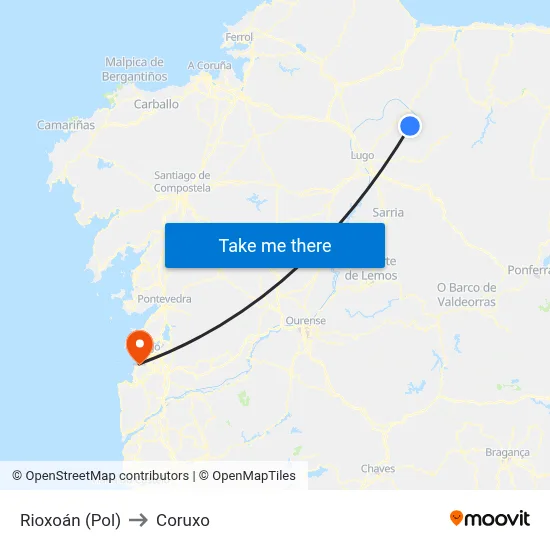 Rioxoán (Pol) to Coruxo map