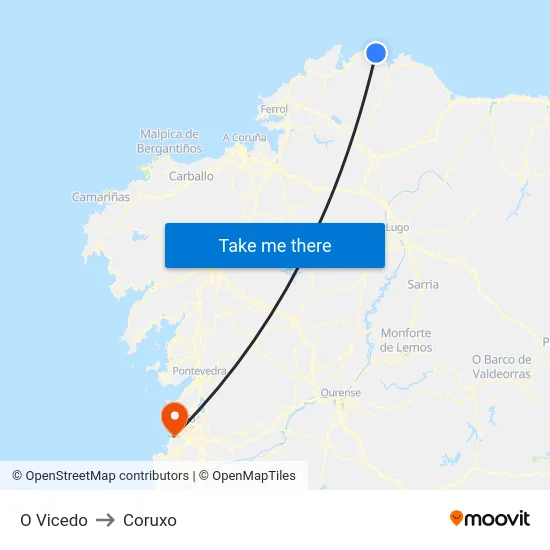 O Vicedo to Coruxo map