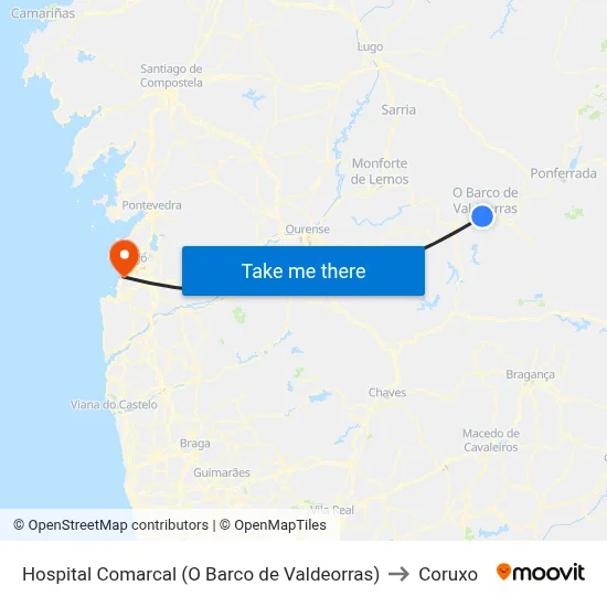 Hospital Comarcal (O Barco de Valdeorras) to Coruxo map
