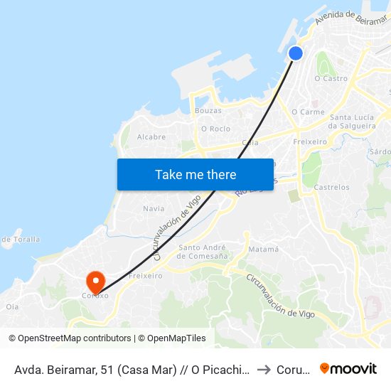 Avda. Beiramar, 51 (Casa Mar) // O Picachiño to Coruxo map