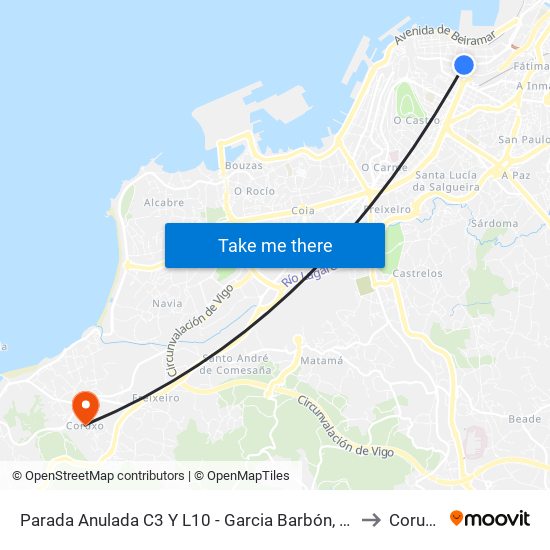 Parada Anulada C3 Y L10 - Garcia Barbón, 28 to Coruxo map