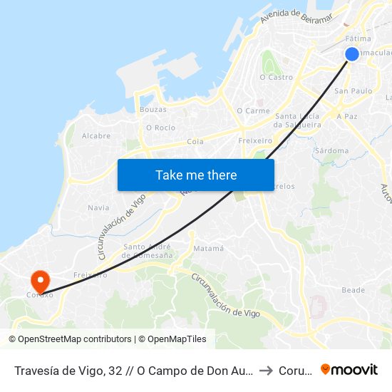 Travesía de Vigo, 32 // O Campo de Don Aurelio to Coruxo map