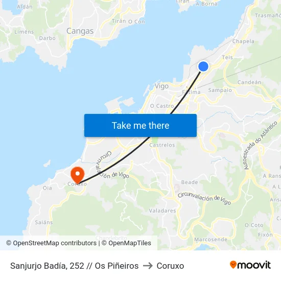 Sanjurjo Badía, 252 // Os Piñeiros to Coruxo map