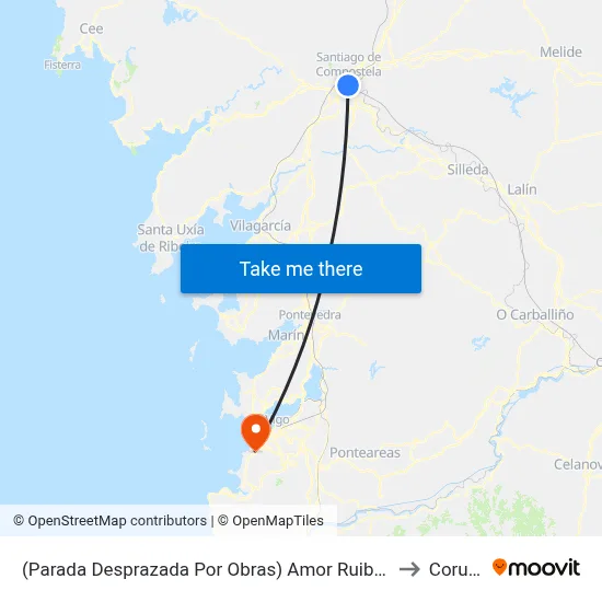 (Parada Desprazada Por Obras) Amor Ruibal, 17 to Coruxo map