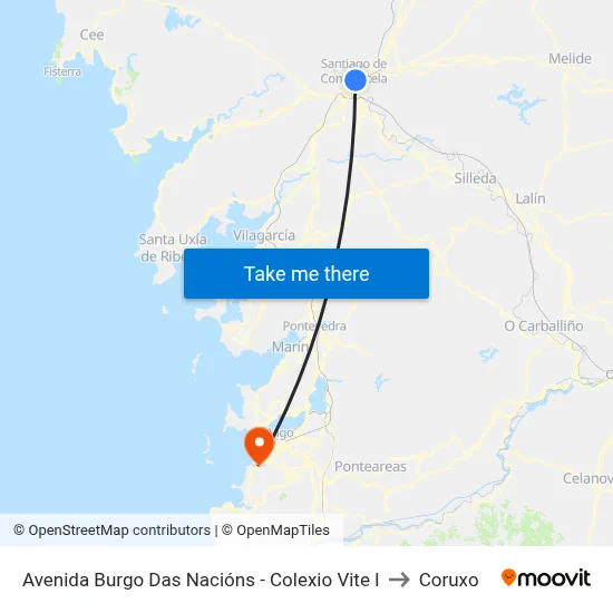 Avenida Burgo Das Nacións - Colexio Vite I to Coruxo map