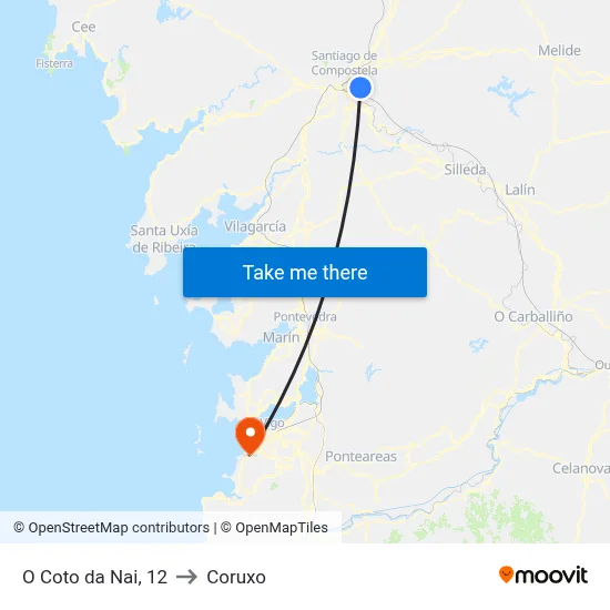 O Coto da Nai, 12 to Coruxo map