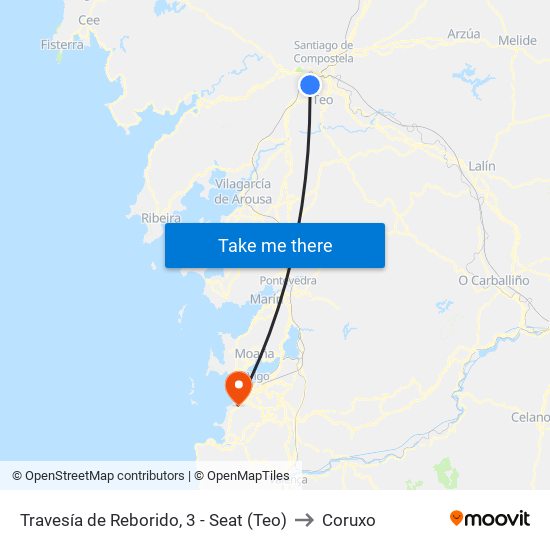 Travesía de Reborido, 3 - Seat (Teo) to Coruxo map