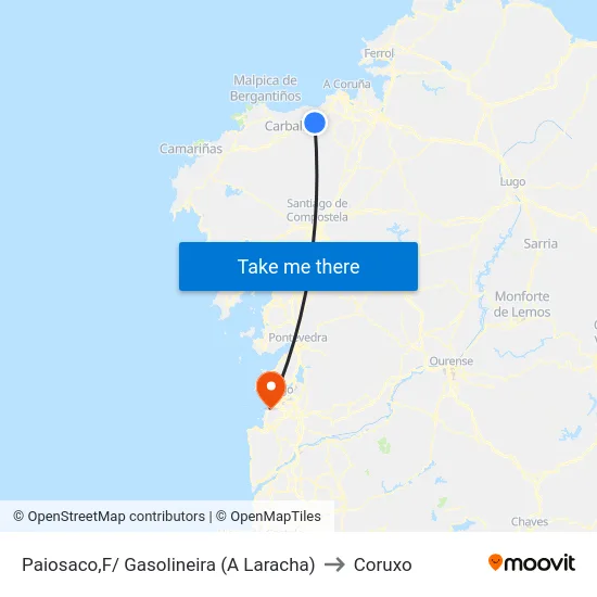 Paiosaco,F/ Gasolineira (A Laracha) to Coruxo map