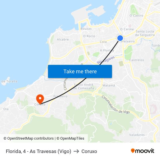 Florida, 4 - As Travesas (Vigo) to Coruxo map