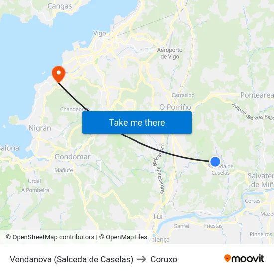 Vendanova (Salceda de Caselas) to Coruxo map