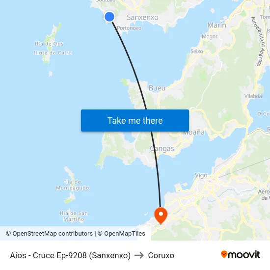 Aios - Cruce Ep-9208 (Sanxenxo) to Coruxo map