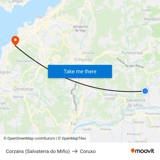 Corzáns (Salvaterra do Miño) to Coruxo map