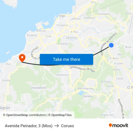 Avenida Peinador, 3 (Mos) to Coruxo map