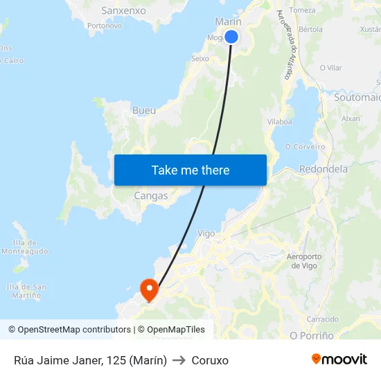 Rúa Jaime Janer, 125 (Marín) to Coruxo map