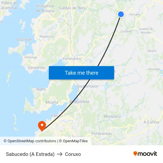 Sabucedo (A Estrada) to Coruxo map