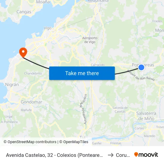 Avenida Castelao, 32 - Colexios (Ponteareas) to Coruxo map