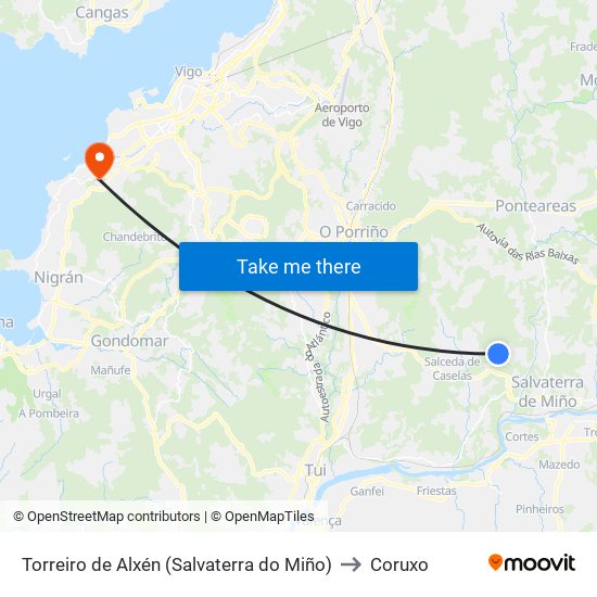 Torreiro de Alxén (Salvaterra do Miño) to Coruxo map