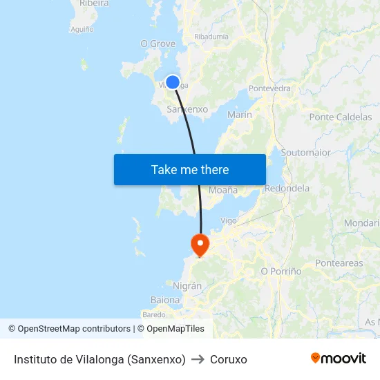 Instituto de Vilalonga (Sanxenxo) to Coruxo map