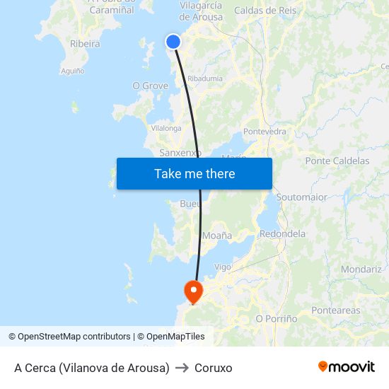 A Cerca (Vilanova de Arousa) to Coruxo map