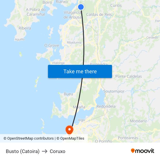 Busto (Catoira) to Coruxo map