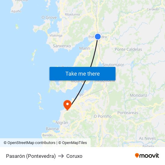 Pasarón (Pontevedra) to Coruxo map