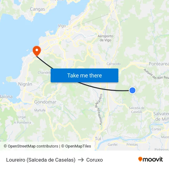 Loureiro (Salceda de Caselas) to Coruxo map