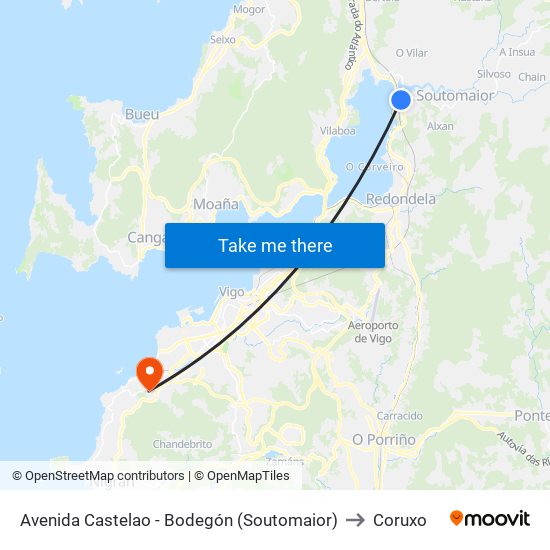 Avenida Castelao - Bodegón (Soutomaior) to Coruxo map