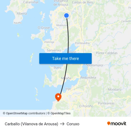 Carballo (Vilanova de Arousa) to Coruxo map