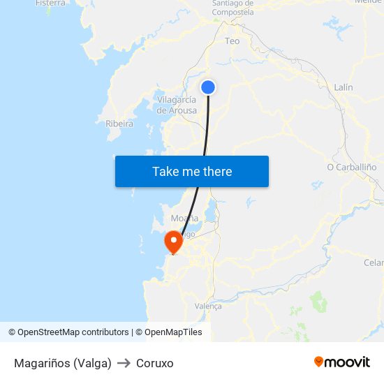 Magariños (Valga) to Coruxo map