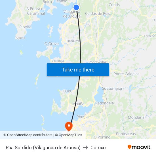 Rúa Sórdido (Vilagarcía de Arousa) to Coruxo map