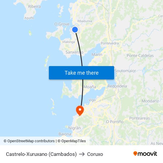 Castrelo-Xuruxano (Cambados) to Coruxo map