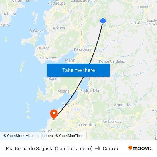 Rúa Bernardo Sagasta (Campo Lameiro) to Coruxo map