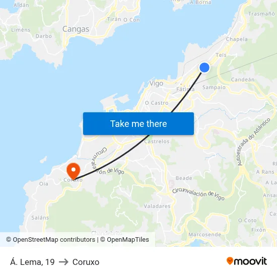 Á. Lema, 19 to Coruxo map