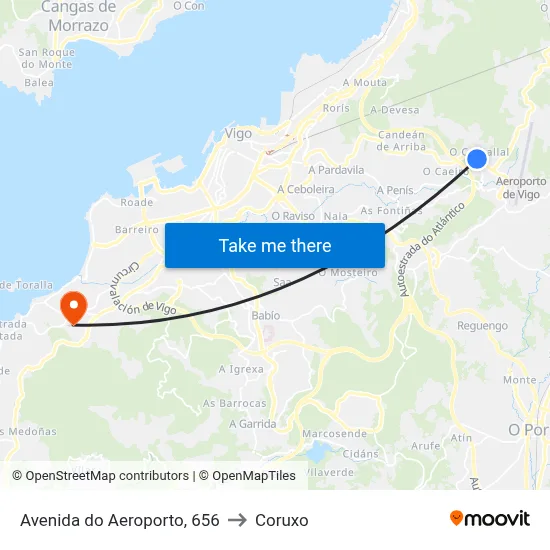 Avenida do Aeroporto, 656 to Coruxo map
