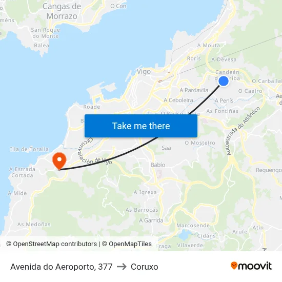 Avenida do Aeroporto, 377 to Coruxo map
