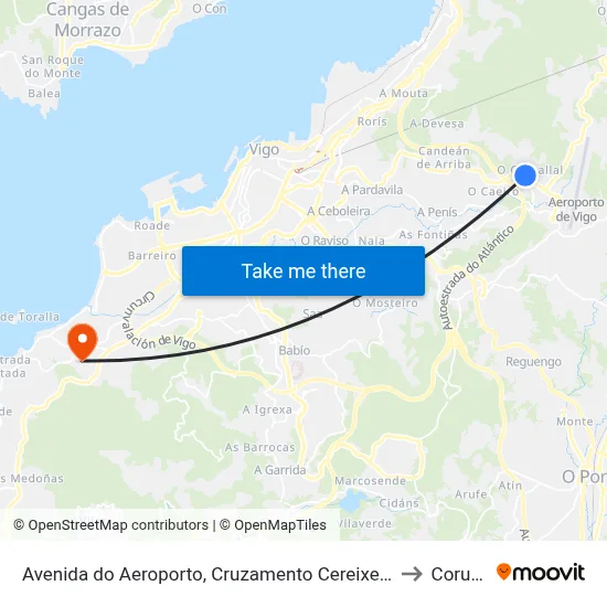 Avenida do Aeroporto, Cruzamento Cereixeiras to Coruxo map