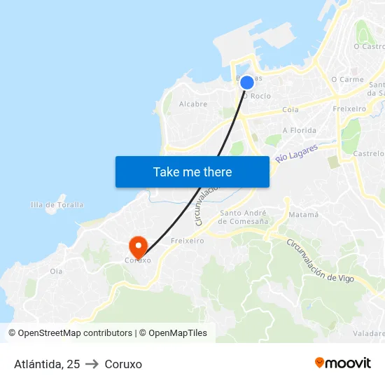 Atlántida, 25 to Coruxo map