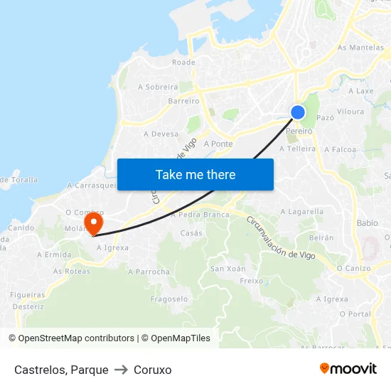 Castrelos, Parque to Coruxo map
