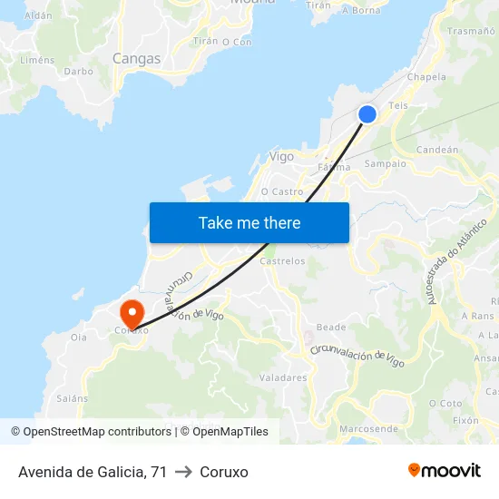 Avenida de Galicia, 71 to Coruxo map